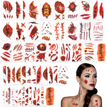 30 Sheets Halloween Tattoos Halloween Temporary Tattoos Zombie Scars Stickers with Fake Scab Temporary Wound Stickers Makeup Tattoo for Kid Adult Halloween Party Cosplay