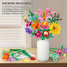 756 PCS Flower Bouquet Building Sets - 11 Kinds of Building Block Flowers, Botanical Collection Crafts Set for Home Office Decoration, Valentines Day for Adults Girl