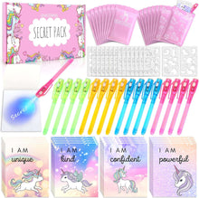 MarckersHome Invisible Ink Pen and Notebook, Pack of 16 Unicorn Stocking Fillers for Girls, UV Light Secret Pen Set Party Bags Filler & Pinata Toys, Kids Party Favours School Prizes Gift for Children