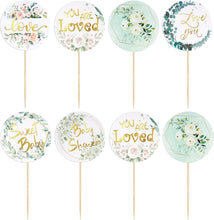 Gyufise 36Pcs Baby Shower Cupcake Toppers Baby Cupcake Toppers Gold Woodland Jungle Safari Theme Cupcakes Decor Gender Reveal Cake Topper Boy Girl Birthday Party Green Leaf Cake Decorations