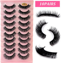 False Eyelashes Russian Strip Lashes 10 Pairs Reusable Natural Look 7D Faux Mink Lashes Fluffy Volume Wispy Fake Eyelashes Handmade Thick Soft Long Dramatic Eyelashes for Makeup (7D32)