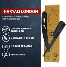 Haryali London Cut Throat Razor Kit, All Matte Black Straight Razor, Professional Beard Razor, Premium Quality Straight Edge Barber Razor, Moustache Beard & Body Shaving Razor, Single Blade Razor