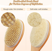 Hience Long Handle Bath Shower Brush Back Scrubber Body Exfoliator, Double-Sided Brush Head with Soft and Stiff Bristles for Wet or Dry Brushing, Cellulite Removal and Lymphatic Drainage