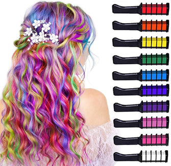 Deluxe Hair Chalk Set For Girls, 10 Washable Colour Brush, Available For Party Hair Dressing, Birthday Gift For Kids