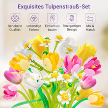 BAKA Flowers Bouquet Toys Building Set with Vase - Artificial Flowers with Tulips and Daisy for Adults, Home Decor, Arts & Crafts, Birthday Gift Idea for Her, Him