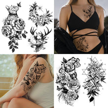 Acevegue 85 Styles Temporary Tattoos for Women, Half Arm Flowers Fake Tattoos Sleeves for Adults, Black Butterfly Transfer Stick on Tattoo for Girls Semi Permanent Thaddeus Tattoo Stickers