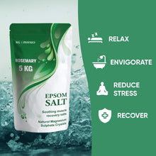 Kg Physio Epsom Salt - Rosemary - 5kg Resealable Pouch - Bath Salts 100% Pure Magnesium Used for Muscle Recovery and Relaxation - Relax and Unwind with Epsom Salts