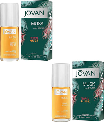 Jovan Tropical Musk Mens Gents Cologne Fragrance 88 ml 2 Pack