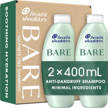 Head & Shoulders Anti dandruff Shampoo, Soothing Hydration Sulphate free, 2 x 400 ml, Duo Pack. Bare Shampoo For Dry Itchy Flaky Scalp, Minimal Ingredients, Free from Dyes