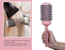 Large Ceramic Round Brush for Blow Drying, 2.9 Inch Professional Roll Thermal Barrel Hairbrush for Women Styling, Blowout,Curling, Blowdry Medium to Long Wavy or Curly Hair -Pink