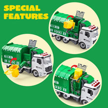 JOYIN Jumbo Take Apart Friction Powered Side-Dump Recycling Garbage Truck Toy with Light and Sounds, 3 Trash Cans, Screwdriver Toys, for DIY Assembly