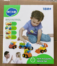 HOLA Toys for 1 Year Old Boys Gifts, 4 Pack Friction Power Kids Digger Trucks Toy Cars for 1+ 2 Year Olds, Early Education Construction Vehicles Toddler Baby Kids Toys for 3 Year Old Boys