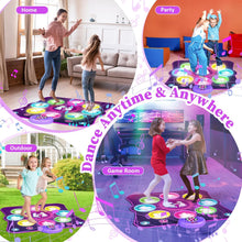Dance Mat Toys for Girls, Light Up Dance Pad Gifts for 3 4 5 6 7 8 9 10+ Year Old Kids, Music Dance Play Mat with 8 Arrows & Wireless Bluetooth, Rechargeable Battery, Christmas Birthday Gifts