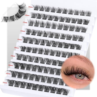 Individual Lashes, 100pcs Cluster Lashes Russian D Curl Eyelash Extension DIY Eyelashes Natural Wispy at Home by Goddvenus