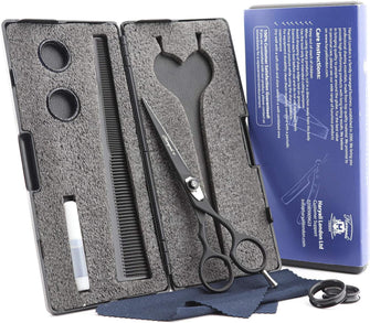 Haryali London Black Professional Hairdresser 6.0" Hairdressing Barber Scissors Hair Cutting Salon Shears With Adjustable Screw for Men and Women Comes in Black Box with Oil Bottle and Comb