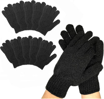 10Pairs Exfoliating Gloves - Premium Black Double Sided Scrub Wash Mitt for Bath or Shower - Luxury Spa Exfoliation Accessories for Beauty Spa Dead Skin Cell Remover, Suitable for Men and Women