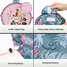 Lazy Drawstring Makeup Bags, Large Capacity Waterproof Travel Portable Cosmetic Bag Pouch Makeup Pouch Storage Organiser for Women Girl (Flamingo)