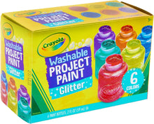 CRAYOLA Washable Glitter Paint - Assorted Colours (Pack of 6)  Add Some Extra Sparkle to Your Arts & Crafts!  Ideal for Kids Aged 3+