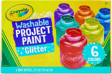 CRAYOLA Washable Glitter Paint - Assorted Colours (Pack of 6)  Add Some Extra Sparkle to Your Arts & Crafts!  Ideal for Kids Aged 3+