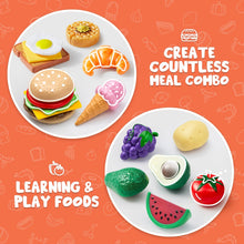 JOYIN 50 Pieces Kids Plastic Play Food Toys, Fake Food, Pretend Kitchen Playset, Toddler Imaginative Development Toys, Fun Educational Game Accessories, Bithday Gifts Party Supplies