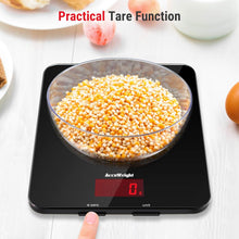 ACCUWEIGHT 201 Digital Kitchen Scales with Tempered Glass Platform Electronic Weighing Food Scale with Backlit LCD Display Multifunctional, for Office School Home Baking Cooking, 5kg/11lb