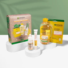 Garnier's Radiating Glow Gift Set for Face, with Vitamin C Serum, Face Mask, Micellar Cleansing Water & Eye Cream, Approved by Cruelty Free International