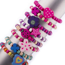 Little Princess Party Jewellery 8 Wooden Beaded Friendship Bracelets for Girls - Party Bag Fillers for Kids Party - Christmas Birthday Party Favours