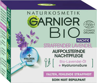 Garnier Night Cream, Regenerating Organic Lavender, with Lavender and Jojoba Oil for Sensitive Skin, with Organic Ingredients, Natural Cosmetic, Anti-Wrinkles, Garnier Bio, 50 ml