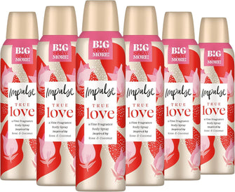 Impulse True Love Body Spray Deodorant 6 x 150 ml