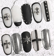 24 Pcs 3D Nail Charms Nail Art Accessories Metal Nail Studs Retro Cross Punk Nail DIY Decoration Tools