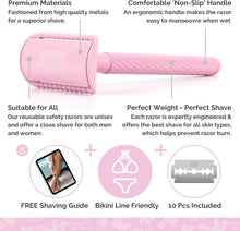 Jungle Culture Safety Razor for Women & Men in Pink  Reusable Metal Razor  No Blades Included - Fits All Double Edge Blades  Eco Friendly Razor & Shaving Guide  One Blade Razor for Body & Face