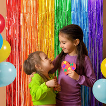 LOLStar Rainbow Foil Fringe Curtains, 2 Pack Rainbow Party Decorations 1 x 2 m Tinsel Metallic Streamers Holiday Photo Booth Props Backdrop for Birthday Wedding Engagement Bridal Shower Unicorn