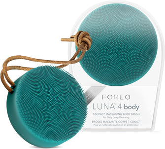 FOREO Luna 4 Body Evergreen - Massage Body Brush - Whole Body Cleanser & Exfoliator - Exfoliating Body Scrubber - for Lymphatic Drainage & Ingrown Hair Treatment - 100% Waterproof - USB-Rechargeable