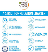 Garnier Ambre Solaire SPF 50+ Anti Dryness Sun Cream Moisturiser for Face, High Protection Against UVA & UVB, Non-Sticky Fast Absorption, For Daily Use, All Skin Tones, Super UV, 50 ml