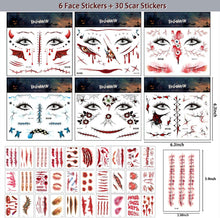 260+ PCS 36 Sheets Realistic Halloween Fake Tattoos Kid Halloween Temporary Tattoos for Kids Zombie Makeup Tattoos Scary Face Temporary Tattoos for Halloween Party