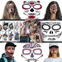 50 Sheets Halloween Temporary Tattoo, Halloween Face Zombie Makeup Temporary Tattoos Fake Death Skull Skeleton Tatoos for Women Men, Pumpkin Ghost Fake Wound Scars for Boys and Girls