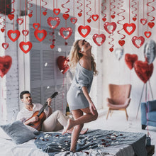 LANMOK 38pcs Heart Hanging Decorations Valentine's Day Decors Includes 20pcs Hollow Heart & 18pcs Hanging Heart Swirls for Valentine's Day Wedding Anniversary Engagement Bridal Shower
