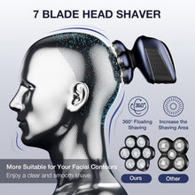 Head Shaver 7D, Wyklaus Upgrade Head Shavers for Bald Men, Head Electric Razor with Nose Trimmer, Waterproof Wet/Dry Mens Grooming Kit, Anti-Pinch, LED Display, USB Rechargeable