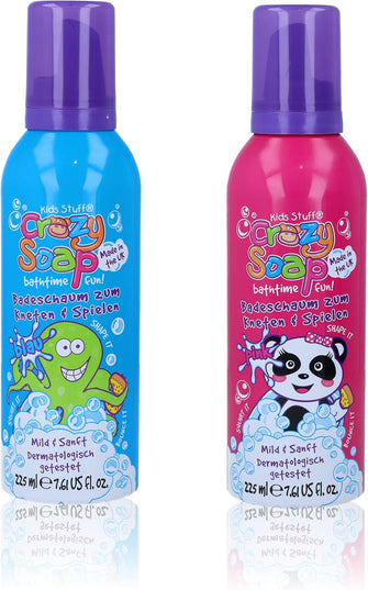 Kids Stuff Crazy Foaming Soap Duo Bundle 450ml  Contains 1 x Pink Panda Foaming Soap 225ml & 1 x Blue Octopus Foaming Soap 225ml  Dermatologically Tested  Gentle to Skin  Vegan  Cruelty-Free