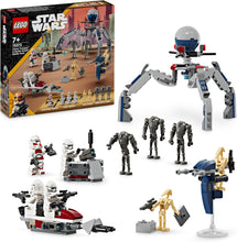 LEGO Star Wars 75372 Clone Trooper & Battle Droid Battle Pack, incl. 4 Minifigures, 5 Droids and a Speeder Bike with Shooters - Building Toys for 7+ Year Old Boys & Girls
