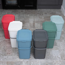 Addis 519226 Kitchen Recycling & General Storage bin 18 litres Stackable Food Waste Organiser Caddy with Clip lock lid & carrying Handle, Eco from Recycled Plastic Light Grey