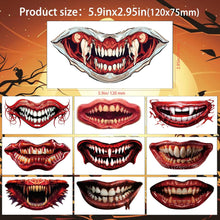 HOWAF Halloween Mouth Tattoo Stickers, Halloween Zombie Makeup Kit Tattoos Halloween Face Tattoos Stickers Fake Scab Blood Scar Tattoos Halloween Temporary Tattoos for Kids Adults Halloween Costumes