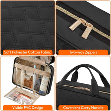 Lifewit Travel Toiletry Bag, Large Hanging Makeup Bag Organizer for Women, Transparent Travel Cosmetic Bag with Hanging Hook for Full Size Bottles, Vacation Essentials, Large, Black