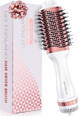 Hair Dryer Brush - Hot Air Brush with Adjustable Temperature - Hot Brush for Hair Styling Short Hair, Medium & Long Hair - Women Hair Volumizer & Hot Air Styler - Lily England Heated Hair Brush Dryer