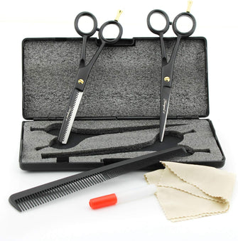 Haryali Professional Black Left Handed 6 Inch Hairdressing Thinning Barber Scissors Set Hair Cutting Hairdresser Shears