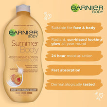 Garnier Summer Body Gradual Self Tan Moisturiser Dark, Hydrating Tanning Lotion For A Glowing Sunkissed Tan, Apricot, 400 Ml, Pack Of 1