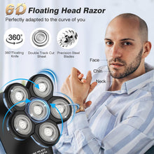 Head Shaver for Men 6D, 6 in 1 Rotating Electric Shavers for Bald Men Wet & Dry USB Rechargeable IPX7 Waterproof 100% Washable Professional Rotary Shavers Cordless Beard Trimmer MS-672