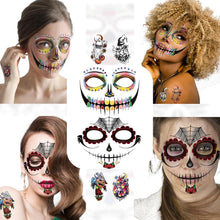 50 Sheets Halloween Temporary Tattoo Family Set Day of Dead Pumpkin Ghost for Women Black Fake Death Skull Floral Skeleton Tatoos for Men Boy Girl, Halloween Zombie Makeup Tattoo Party Favor Supplies