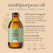 Fushi Organic Castor Oil 250ml 100% Pure Cold & Fresh-Pressed For Dry Skin & Hair Growth, Eyelashes & Eyebrows Hexane Free Natural Castor Oil Food-grade Sustainably Sourced