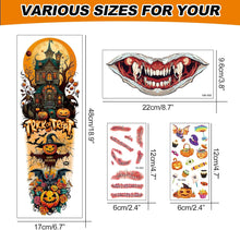 Aresvns Halloween Zombie Makeup Temporary Tattoos, 30 sheets Clown Horror Mouth Tattoo Halloween face tattoo Sleeve Tattoos for adult and kids